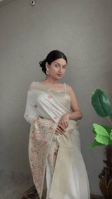 Tissue Silk Saree with Resham Weaving & Zari Border