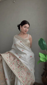 Tissue Silk Saree with Resham Weaving & Zari Border