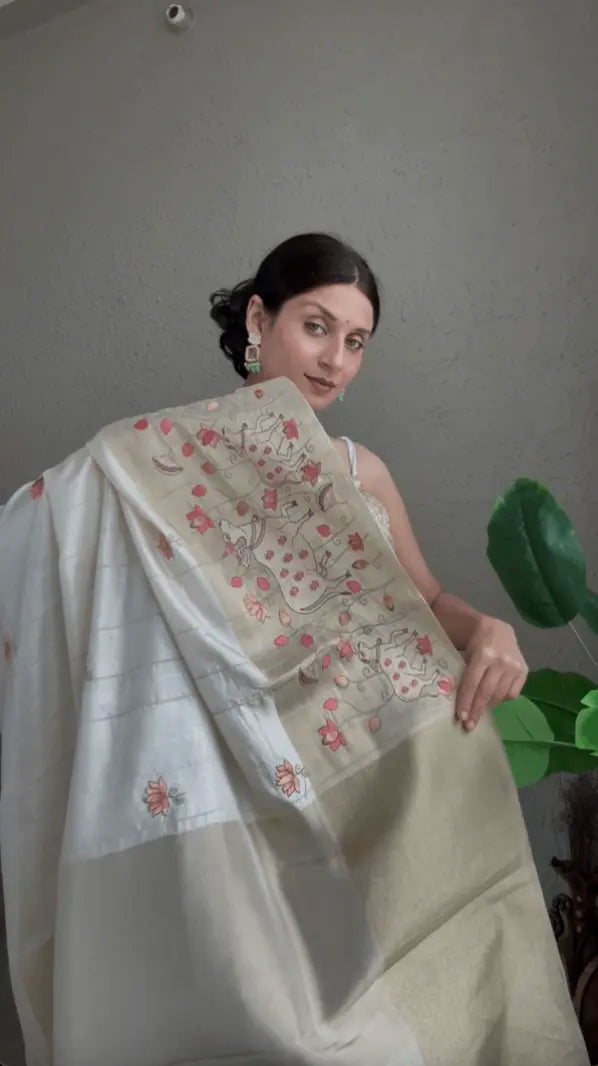 Tissue Silk Saree with Resham Weaving & Zari Border