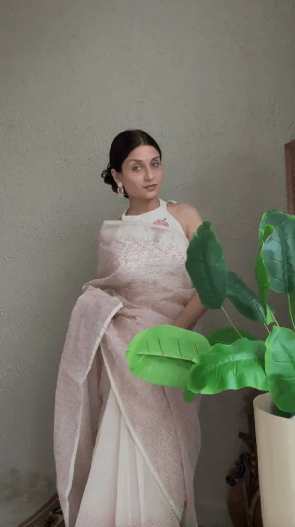 Pastel Super Net Kota Saree with Resham Embroidery