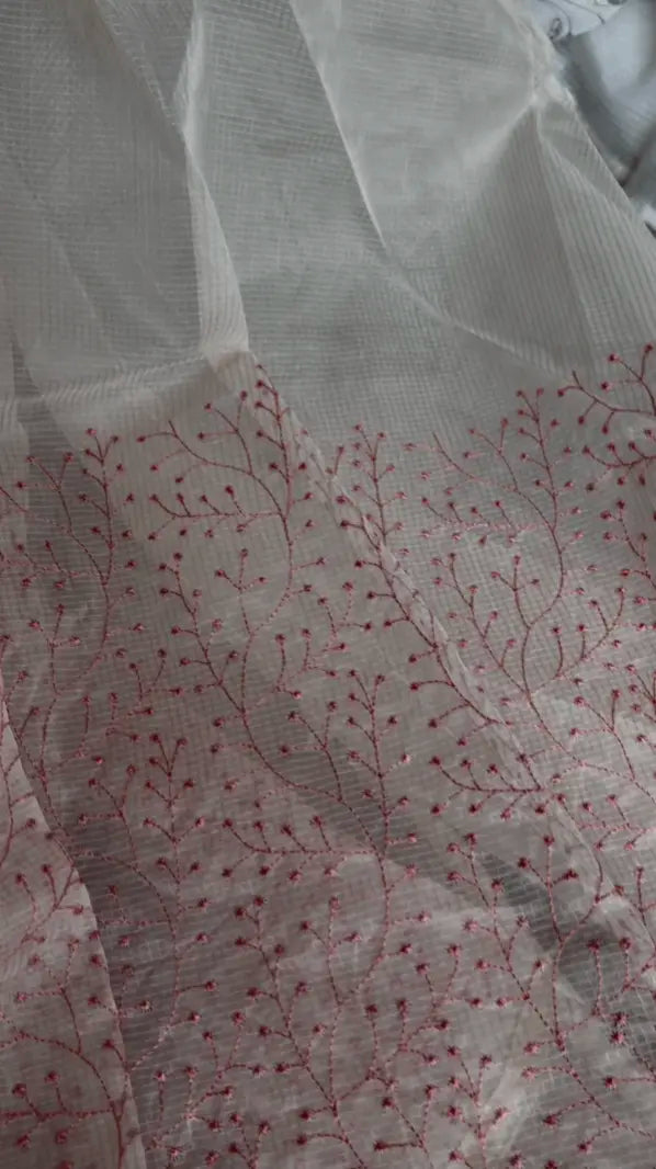 Pastel Super Net Kota Saree with Resham Embroidery