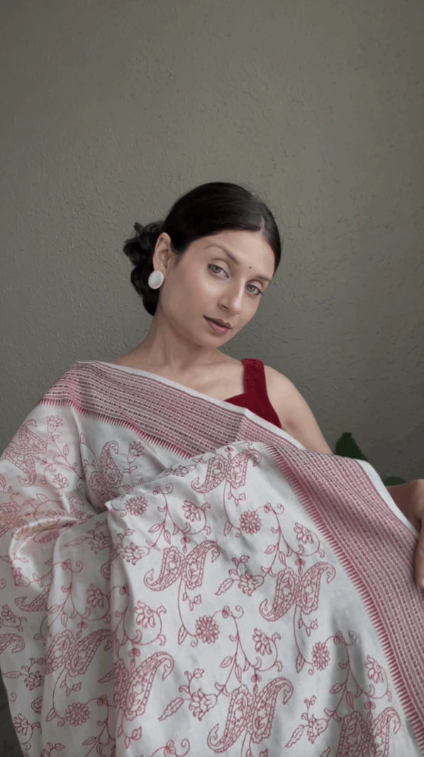 Semi Silk Saree with Resham Embroidery & Classic Woven Border