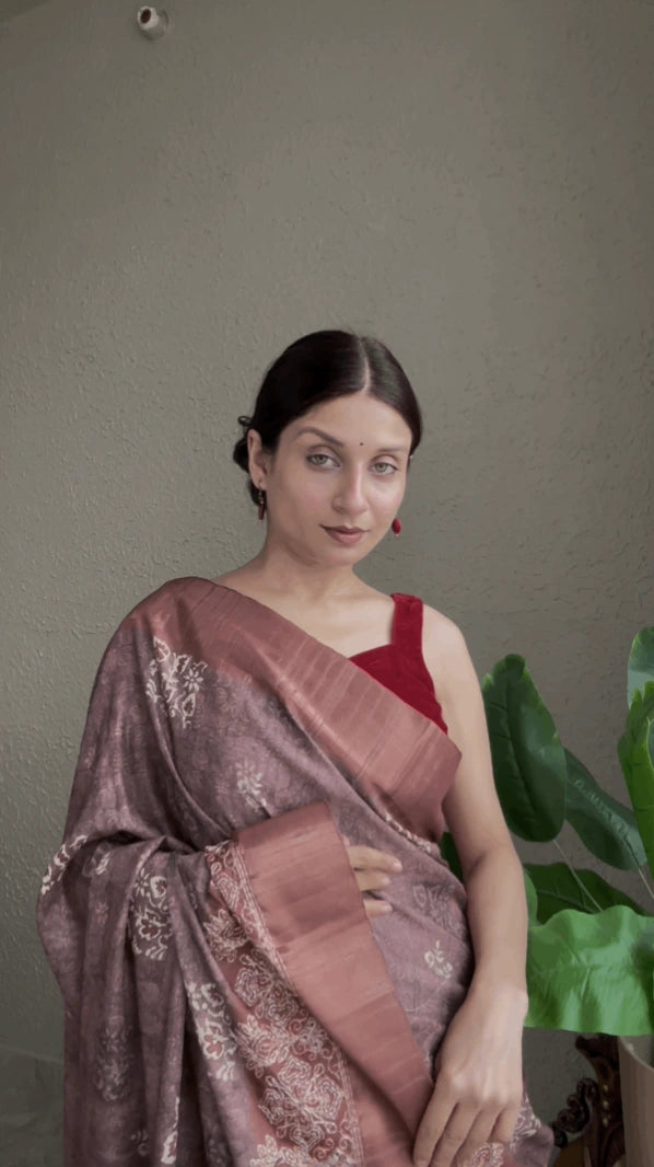 Wine Plum Cotton Silk Saree with Zari Border