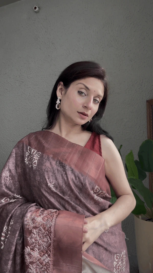 Wine Plum Cotton Silk Saree with Zari Border