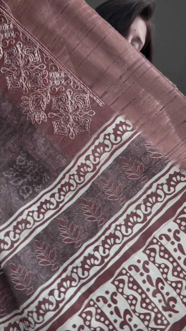 Wine Plum Cotton Silk Saree with Zari Border