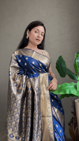 Royal Blue Semi Silk Kanjivaram Saree with Buti Zari Pallu