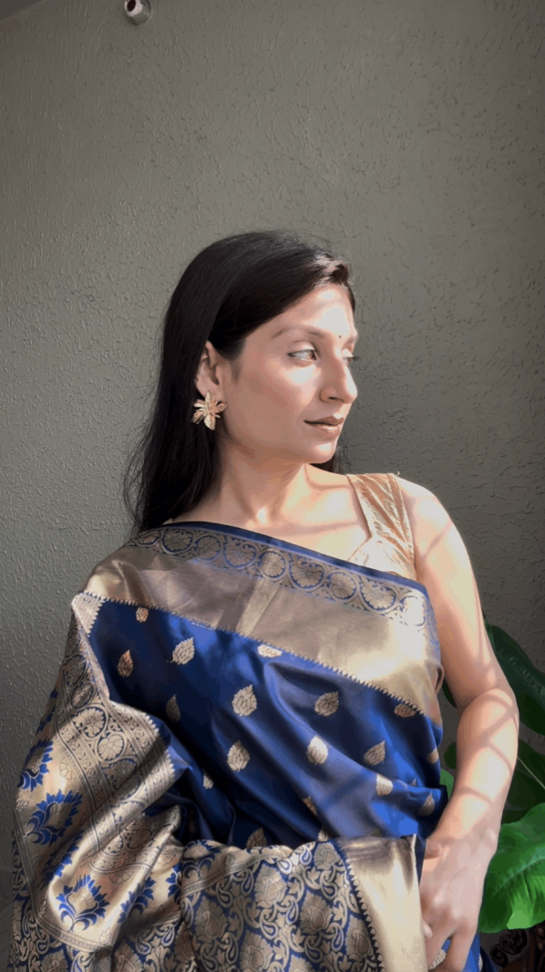 Royal Blue Semi Silk Kanjivaram Saree with Buti Zari Pallu