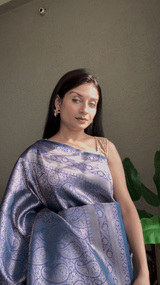 Purple Semi Silk Kanjivaram Saree with Traditional South Weaving