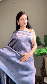 Purple Semi Silk Kanjivaram Saree with Traditional South Weaving