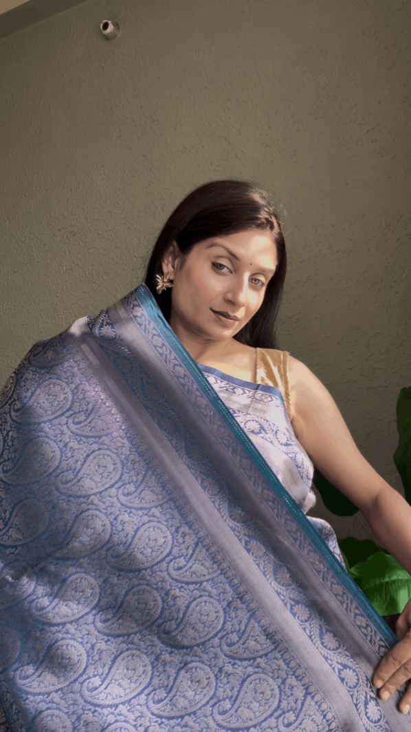 Purple Semi Silk Kanjivaram Saree with Traditional South Weaving