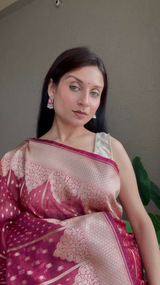 Organza Banarasi Saree with Zari Weaving