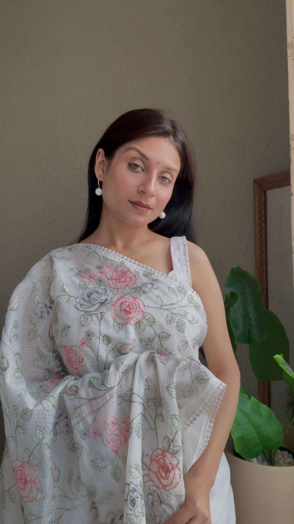 Kota Cotton Saree with Delicate Resham Embroidery