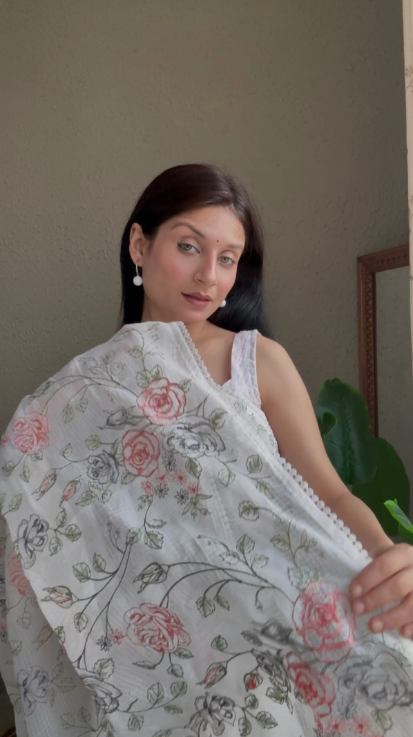 Kota Cotton Saree with Delicate Resham Embroidery