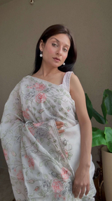 Kota Cotton Saree with Delicate Resham Embroidery