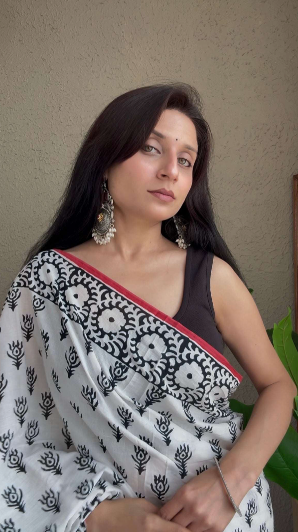 Mulmul Cotton Block Print Saree