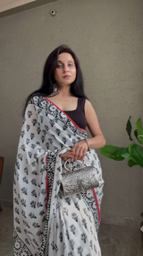 Mulmul Cotton Block Print Saree
