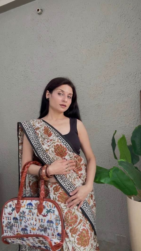 Mulmul Cotton Kalamkari Print Saree