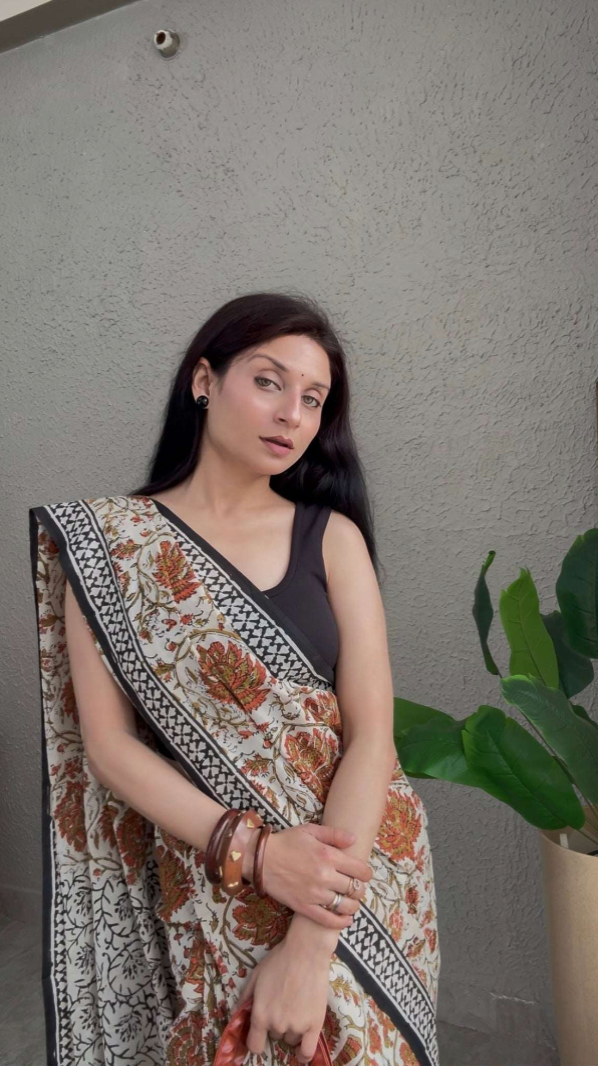 Mulmul Cotton Kalamkari Print Saree