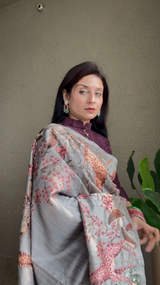 Semi Silk Digital Print Saree with Resham Outline