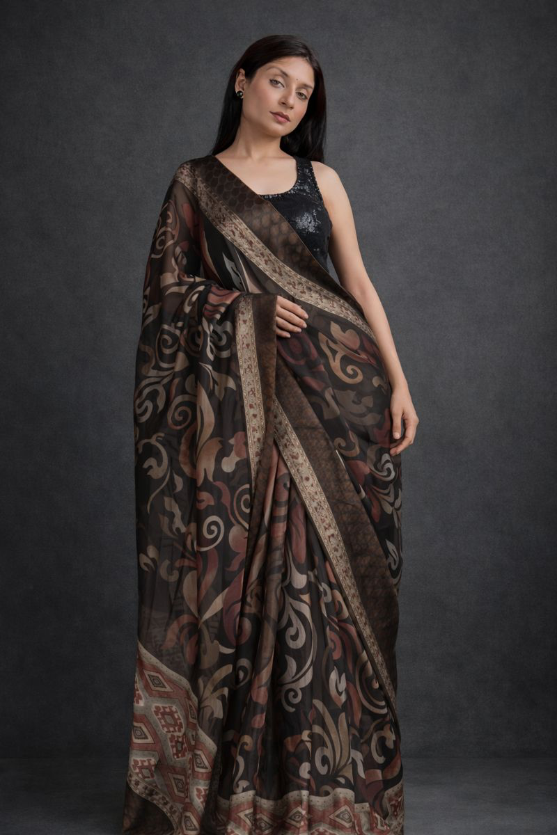 Brasso Chiffon Digital Print Saree
