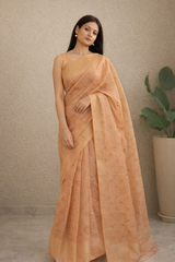 Chanderi Cotton Saree with Colourful Resham Buti Weaving