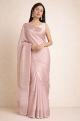 Blush Pink Chanderi Silk Saree with Zari Weaving