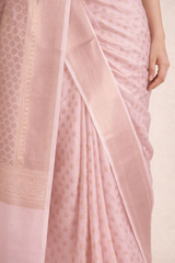 Blush Pink Chanderi Silk Saree with Zari Weaving