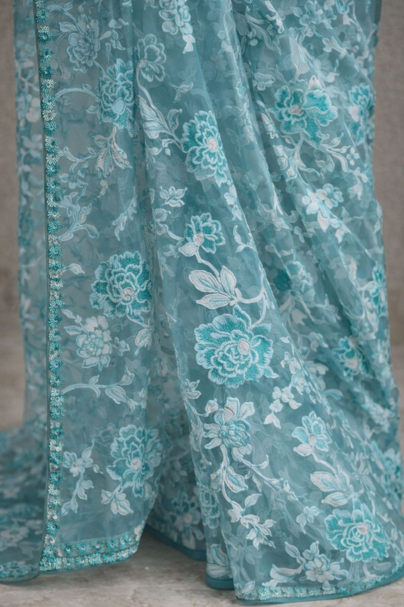 Brasso Organza Floral Print Saree