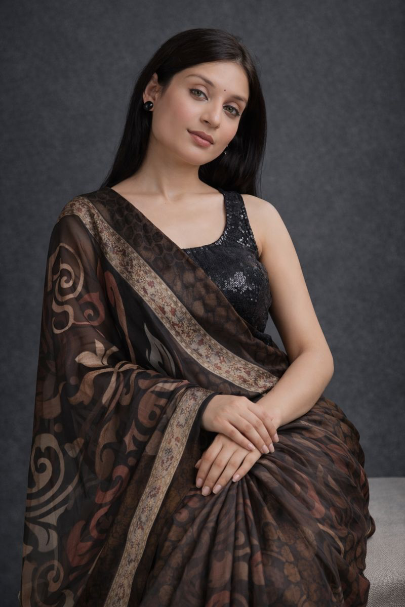 Brasso Chiffon Digital Print Saree