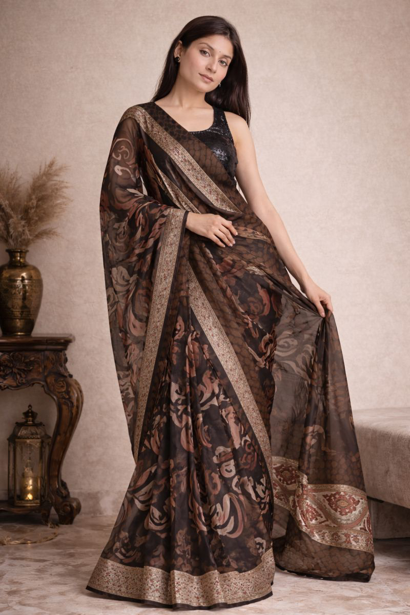 Brasso Chiffon Digital Print Saree